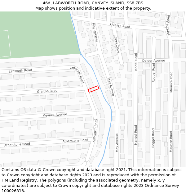 46A, LABWORTH ROAD, CANVEY ISLAND, SS8 7BS: Location map and indicative extent of plot