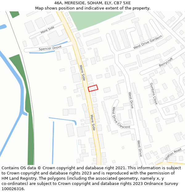 46A, MERESIDE, SOHAM, ELY, CB7 5XE: Location map and indicative extent of plot