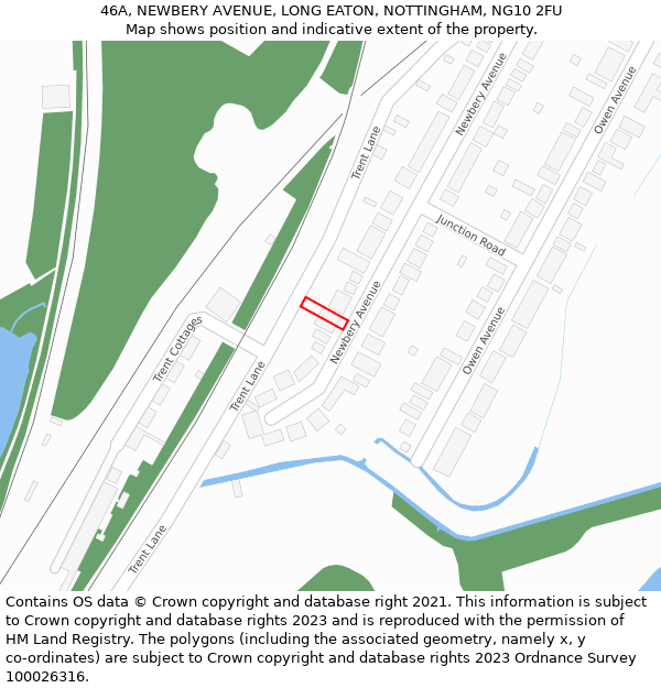 46A, NEWBERY AVENUE, LONG EATON, NOTTINGHAM, NG10 2FU: Location map and indicative extent of plot