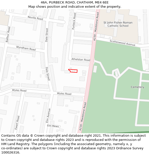 46A, PURBECK ROAD, CHATHAM, ME4 6EE: Location map and indicative extent of plot