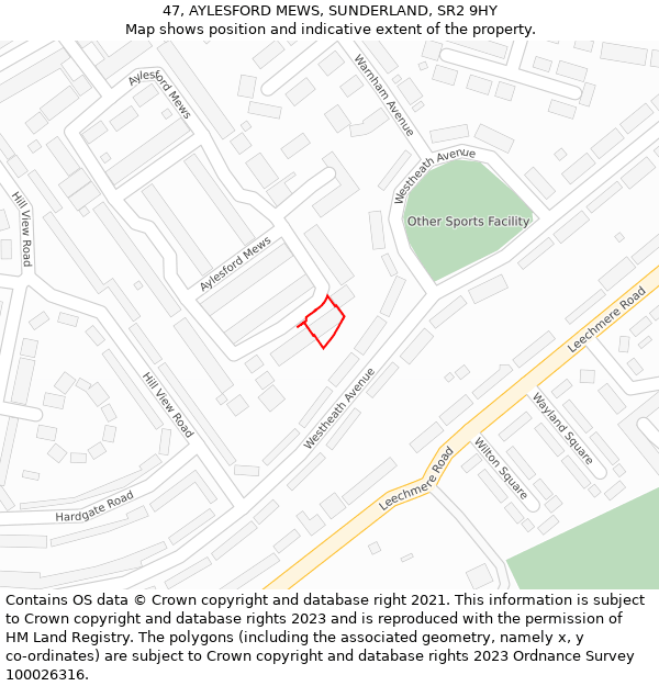 47, AYLESFORD MEWS, SUNDERLAND, SR2 9HY: Location map and indicative extent of plot