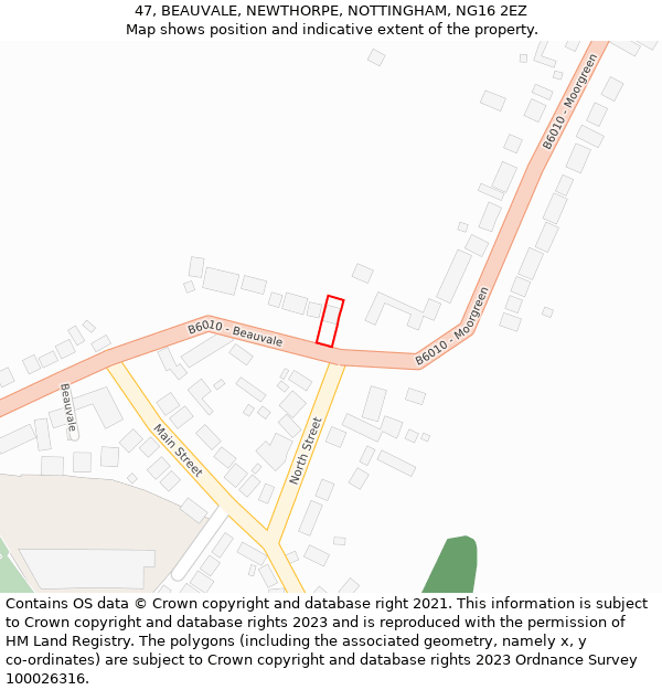 47, BEAUVALE, NEWTHORPE, NOTTINGHAM, NG16 2EZ: Location map and indicative extent of plot