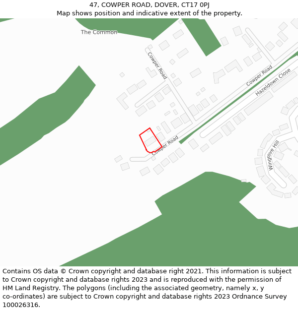 47, COWPER ROAD, DOVER, CT17 0PJ: Location map and indicative extent of plot