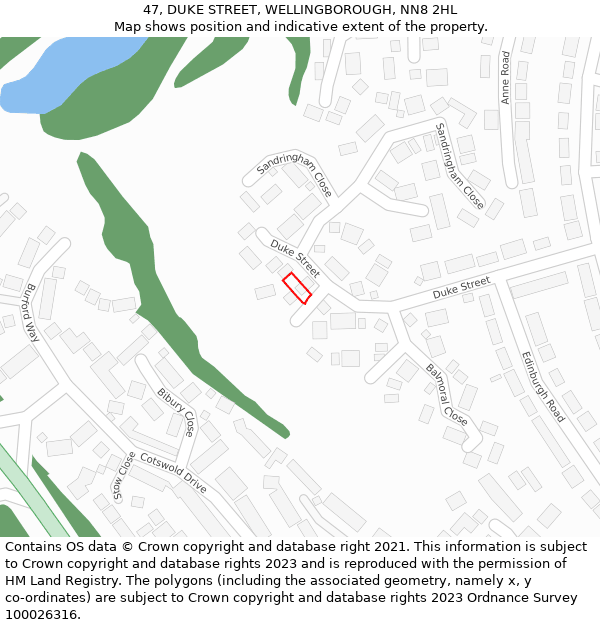 47, DUKE STREET, WELLINGBOROUGH, NN8 2HL: Location map and indicative extent of plot