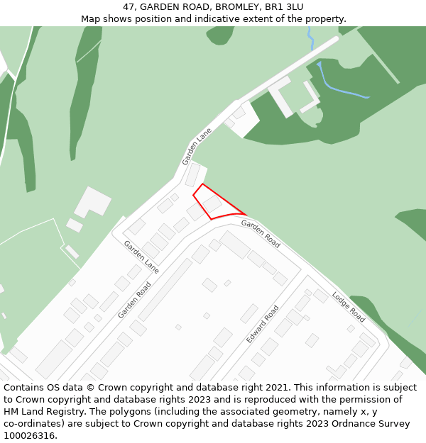 47, GARDEN ROAD, BROMLEY, BR1 3LU: Location map and indicative extent of plot