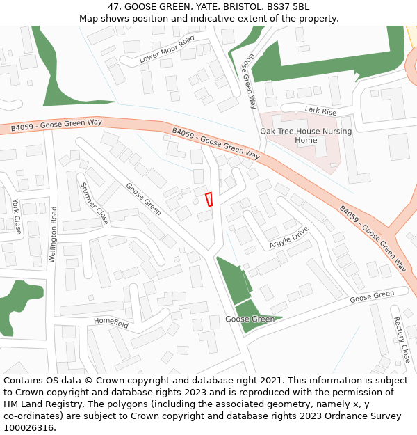 47, GOOSE GREEN, YATE, BRISTOL, BS37 5BL: Location map and indicative extent of plot