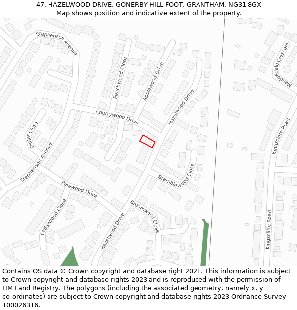 47, HAZELWOOD DRIVE, GONERBY HILL FOOT, GRANTHAM, NG31 8GX: Location map and indicative extent of plot