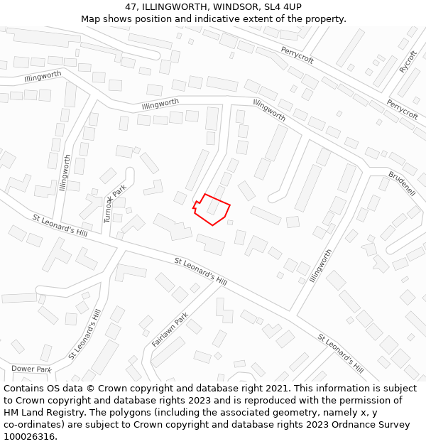 47, ILLINGWORTH, WINDSOR, SL4 4UP: Location map and indicative extent of plot