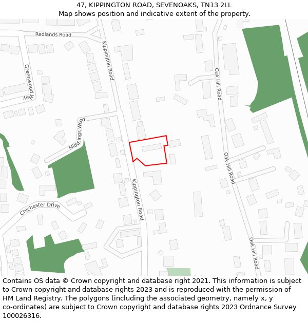 47, KIPPINGTON ROAD, SEVENOAKS, TN13 2LL: Location map and indicative extent of plot