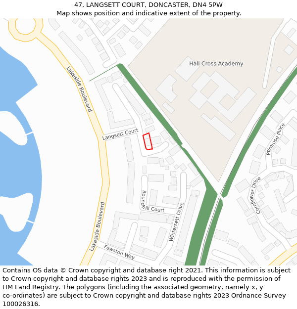 47, LANGSETT COURT, DONCASTER, DN4 5PW: Location map and indicative extent of plot