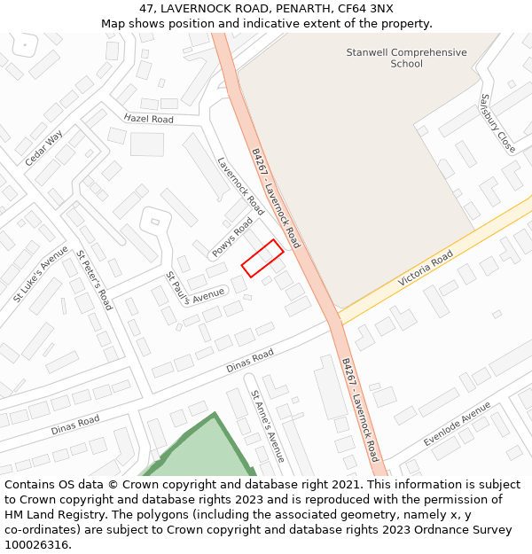 47, LAVERNOCK ROAD, PENARTH, CF64 3NX: Location map and indicative extent of plot