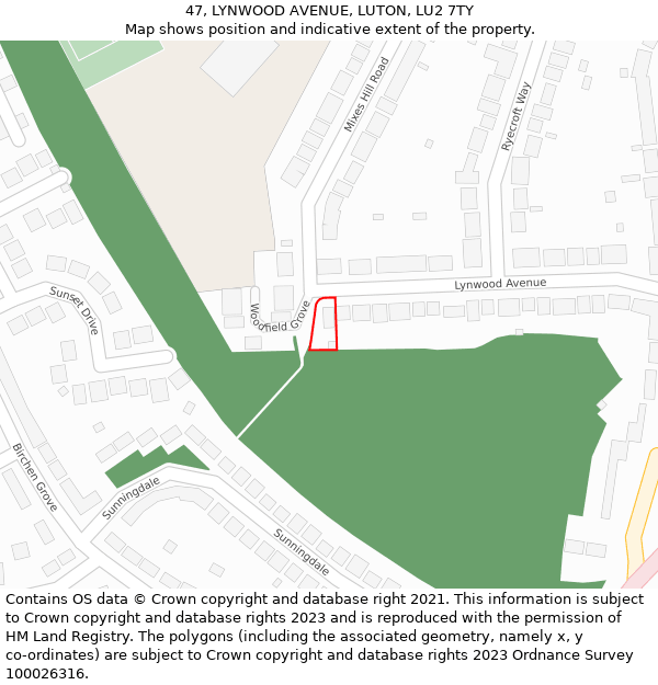 47, LYNWOOD AVENUE, LUTON, LU2 7TY: Location map and indicative extent of plot