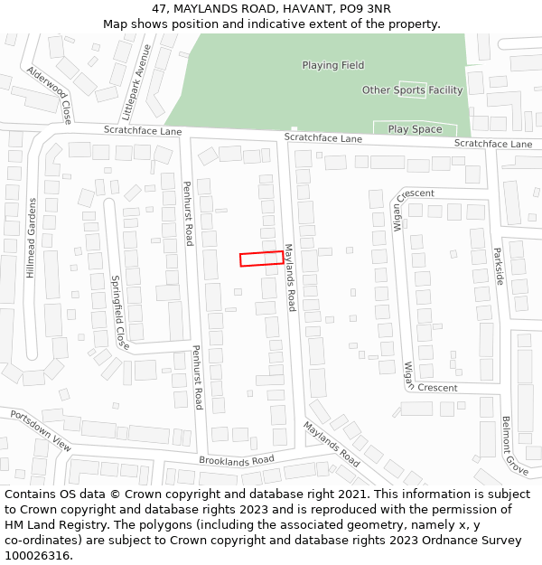 47, MAYLANDS ROAD, HAVANT, PO9 3NR: Location map and indicative extent of plot