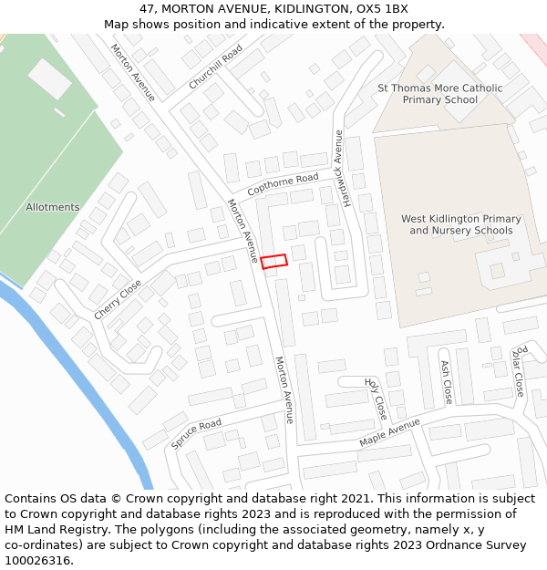 47, MORTON AVENUE, KIDLINGTON, OX5 1BX: Location map and indicative extent of plot