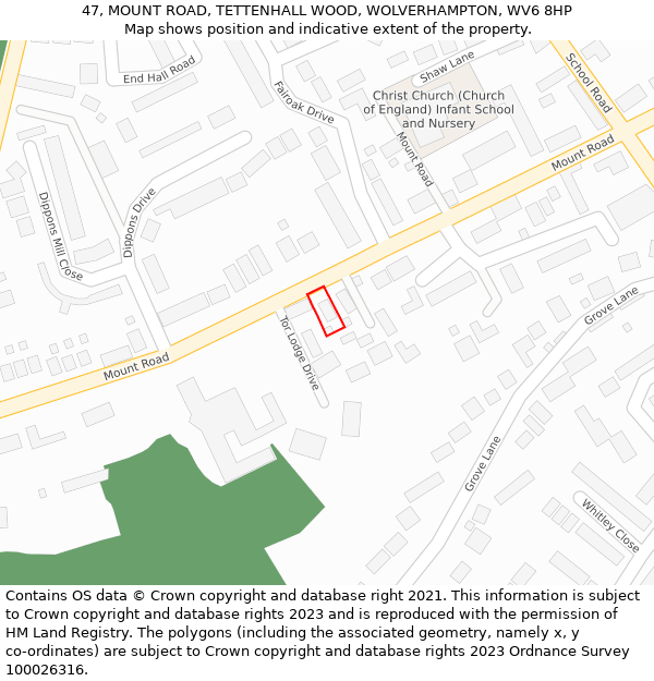 47, MOUNT ROAD, TETTENHALL WOOD, WOLVERHAMPTON, WV6 8HP: Location map and indicative extent of plot
