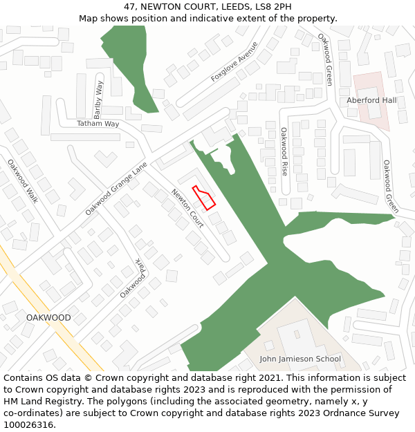 47, NEWTON COURT, LEEDS, LS8 2PH: Location map and indicative extent of plot