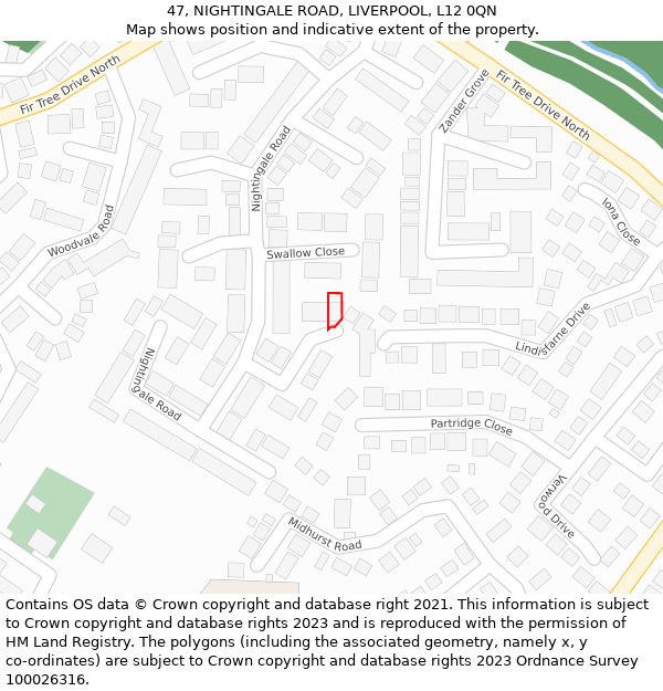 47, NIGHTINGALE ROAD, LIVERPOOL, L12 0QN: Location map and indicative extent of plot