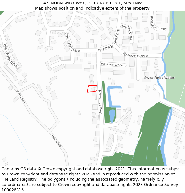 47, NORMANDY WAY, FORDINGBRIDGE, SP6 1NW: Location map and indicative extent of plot