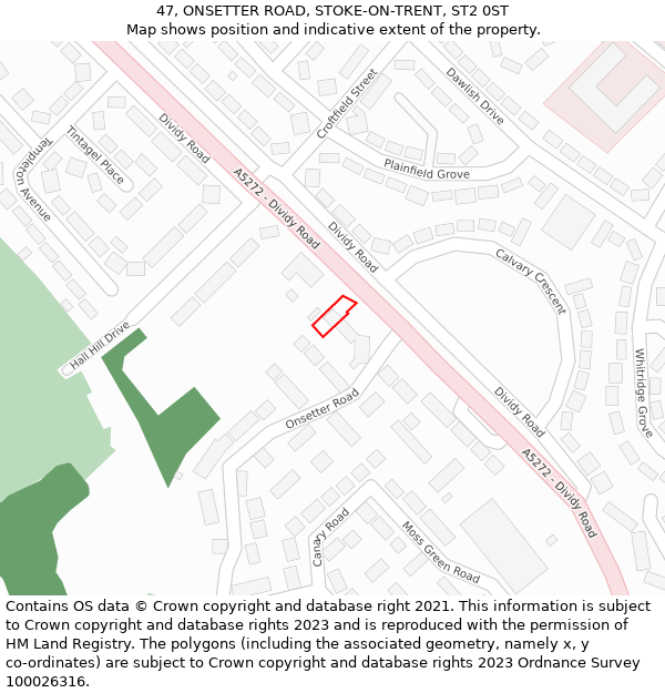 47, ONSETTER ROAD, STOKE-ON-TRENT, ST2 0ST: Location map and indicative extent of plot