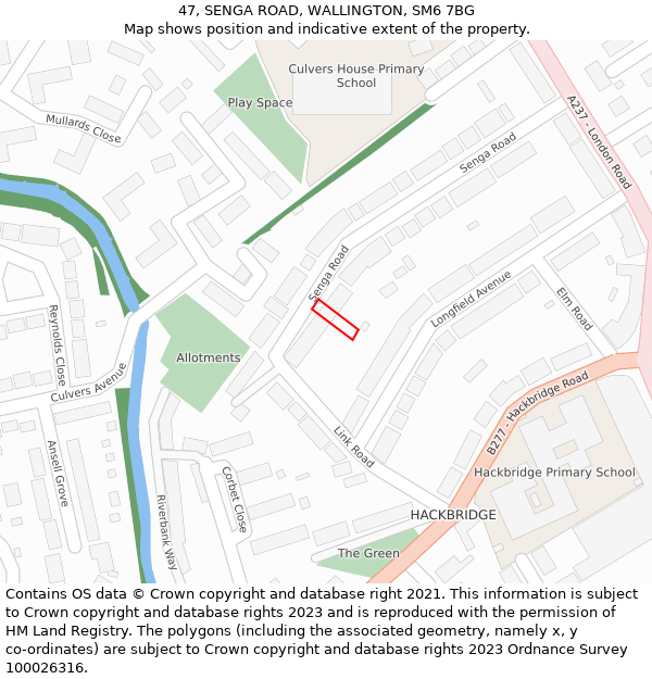 47, SENGA ROAD, WALLINGTON, SM6 7BG: Location map and indicative extent of plot