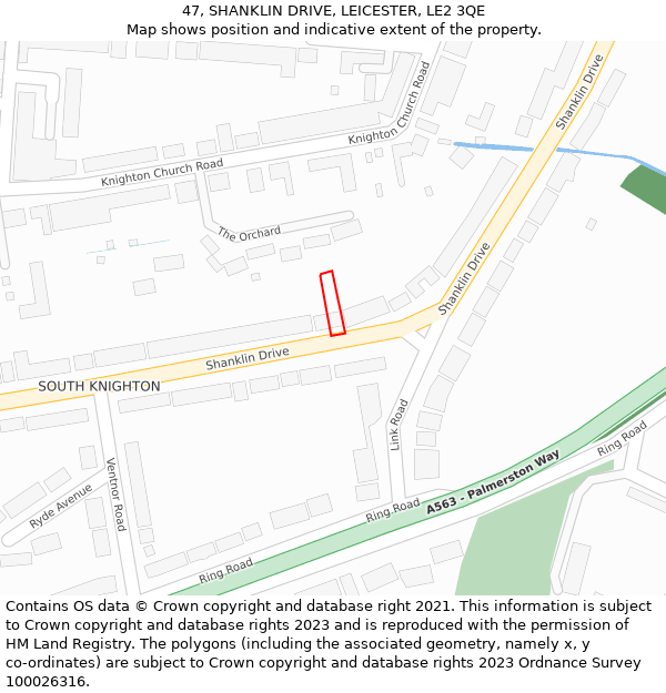 47, SHANKLIN DRIVE, LEICESTER, LE2 3QE: Location map and indicative extent of plot