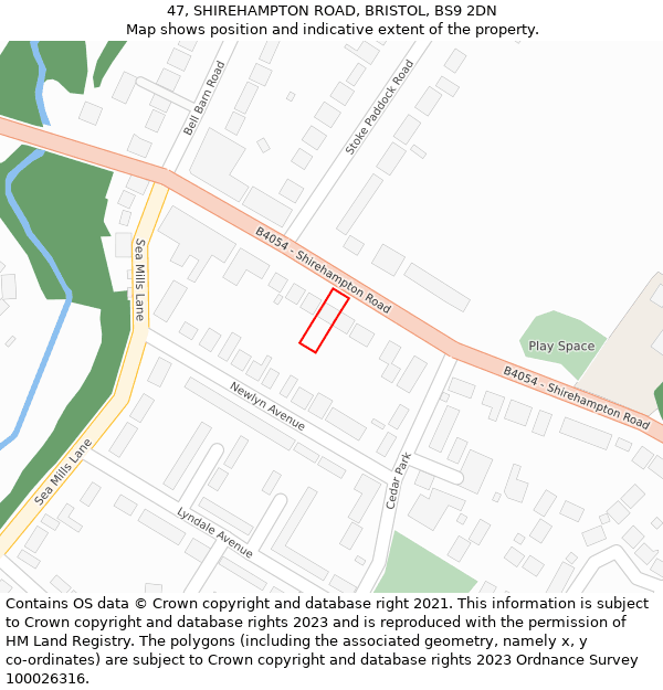 47, SHIREHAMPTON ROAD, BRISTOL, BS9 2DN: Location map and indicative extent of plot