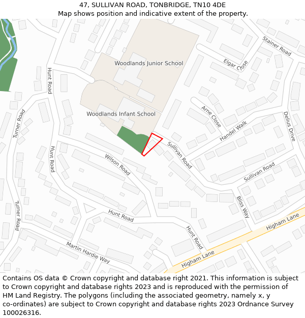 47, SULLIVAN ROAD, TONBRIDGE, TN10 4DE: Location map and indicative extent of plot