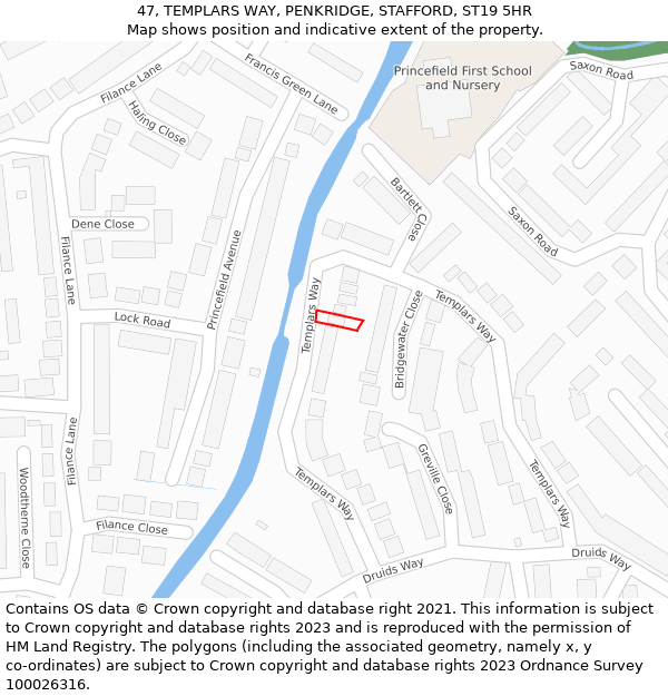 47, TEMPLARS WAY, PENKRIDGE, STAFFORD, ST19 5HR: Location map and indicative extent of plot