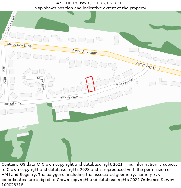 47, THE FAIRWAY, LEEDS, LS17 7PE: Location map and indicative extent of plot