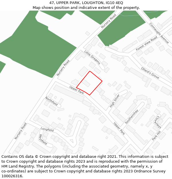 47, UPPER PARK, LOUGHTON, IG10 4EQ: Location map and indicative extent of plot