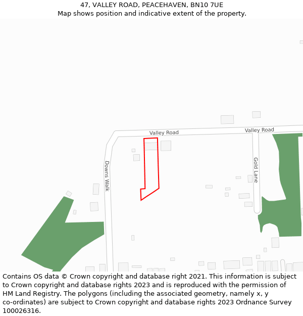 47, VALLEY ROAD, PEACEHAVEN, BN10 7UE: Location map and indicative extent of plot