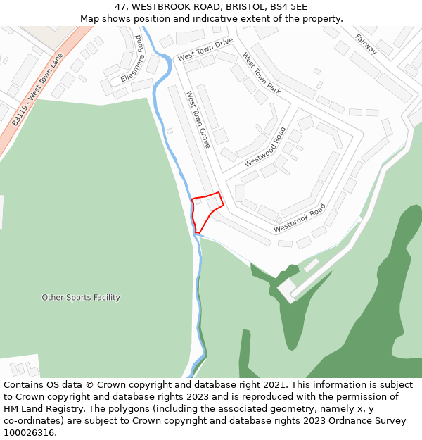 47, WESTBROOK ROAD, BRISTOL, BS4 5EE: Location map and indicative extent of plot