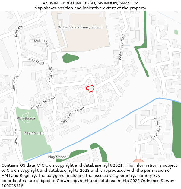 47, WINTERBOURNE ROAD, SWINDON, SN25 1PZ: Location map and indicative extent of plot