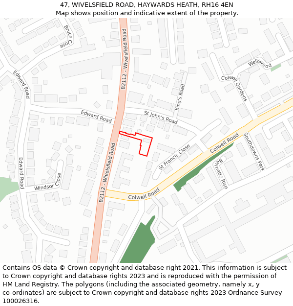 47, WIVELSFIELD ROAD, HAYWARDS HEATH, RH16 4EN: Location map and indicative extent of plot
