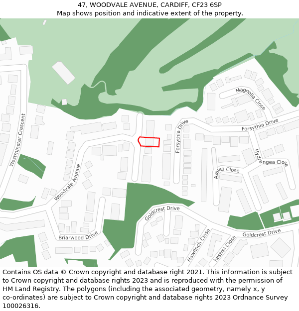 47, WOODVALE AVENUE, CARDIFF, CF23 6SP: Location map and indicative extent of plot