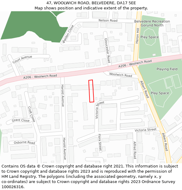 47, WOOLWICH ROAD, BELVEDERE, DA17 5EE: Location map and indicative extent of plot