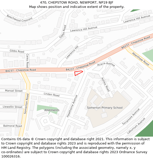 470, CHEPSTOW ROAD, NEWPORT, NP19 8JF: Location map and indicative extent of plot