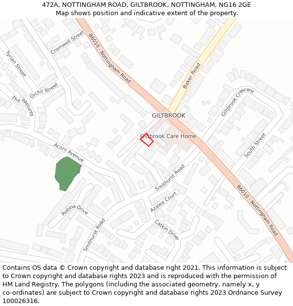 472A, NOTTINGHAM ROAD, GILTBROOK, NOTTINGHAM, NG16 2GE: Location map and indicative extent of plot