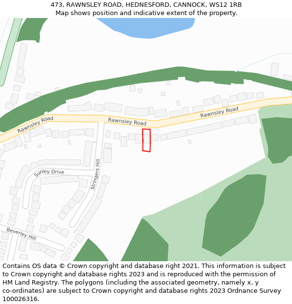 473, RAWNSLEY ROAD, HEDNESFORD, CANNOCK, WS12 1RB: Location map and indicative extent of plot