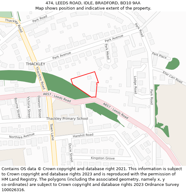 474, LEEDS ROAD, IDLE, BRADFORD, BD10 9AA: Location map and indicative extent of plot