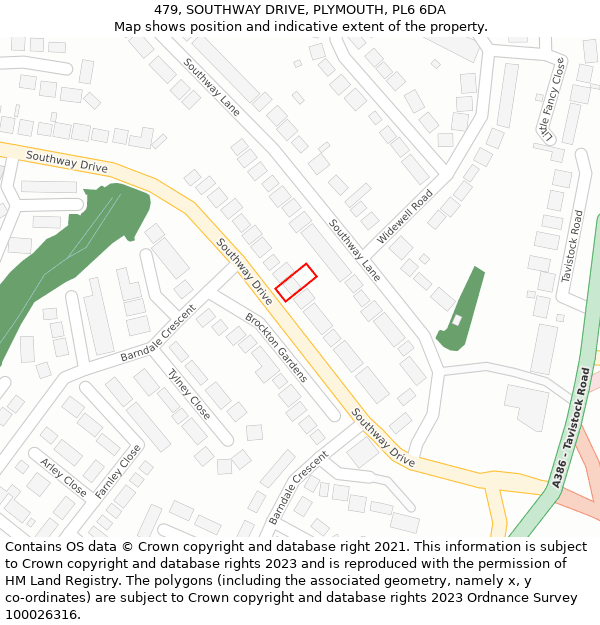 479, SOUTHWAY DRIVE, PLYMOUTH, PL6 6DA: Location map and indicative extent of plot