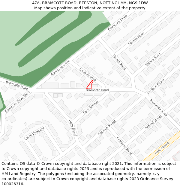 47A, BRAMCOTE ROAD, BEESTON, NOTTINGHAM, NG9 1DW: Location map and indicative extent of plot