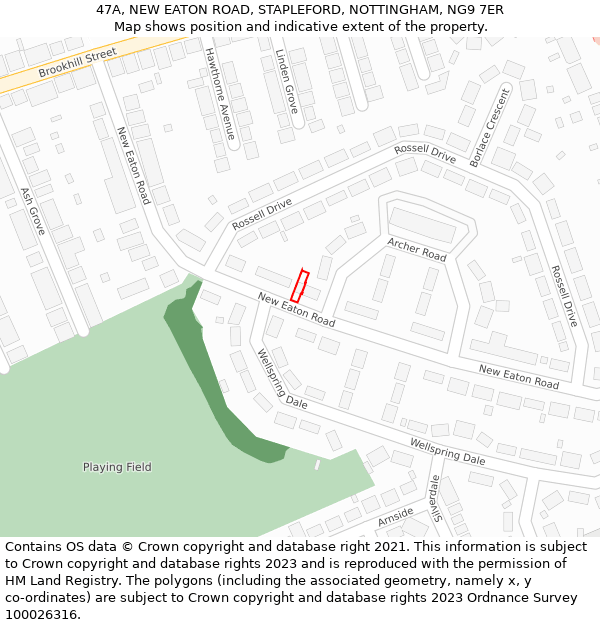 47A, NEW EATON ROAD, STAPLEFORD, NOTTINGHAM, NG9 7ER: Location map and indicative extent of plot