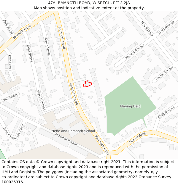 47A, RAMNOTH ROAD, WISBECH, PE13 2JA: Location map and indicative extent of plot