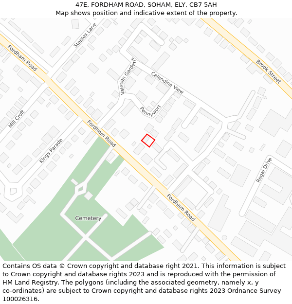 47E, FORDHAM ROAD, SOHAM, ELY, CB7 5AH: Location map and indicative extent of plot