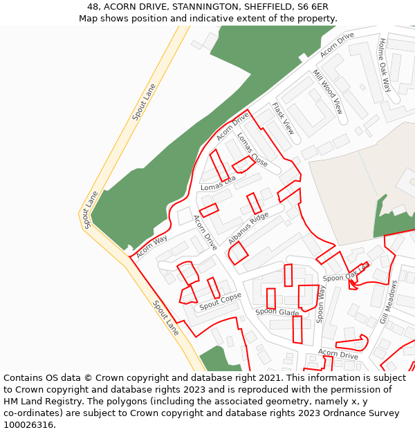48, ACORN DRIVE, STANNINGTON, SHEFFIELD, S6 6ER: Location map and indicative extent of plot