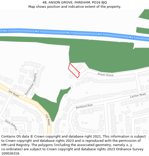 48, ANSON GROVE, FAREHAM, PO16 8JQ: Location map and indicative extent of plot