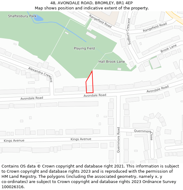 48, AVONDALE ROAD, BROMLEY, BR1 4EP: Location map and indicative extent of plot