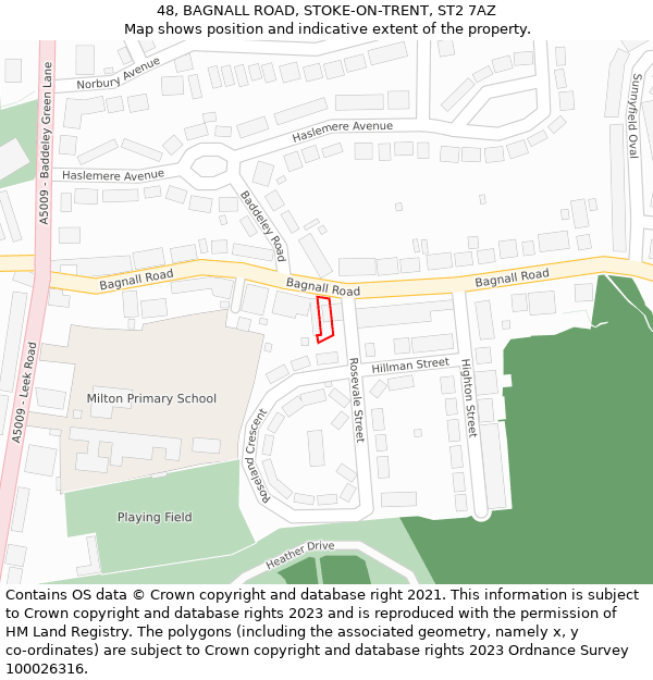 48, BAGNALL ROAD, STOKE-ON-TRENT, ST2 7AZ: Location map and indicative extent of plot