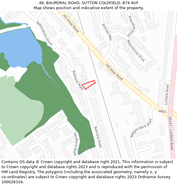 48, BALMORAL ROAD, SUTTON COLDFIELD, B74 4UF: Location map and indicative extent of plot